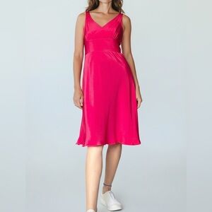 J. Crew Bright Pink Satin Silk Dress Y2K Size 4